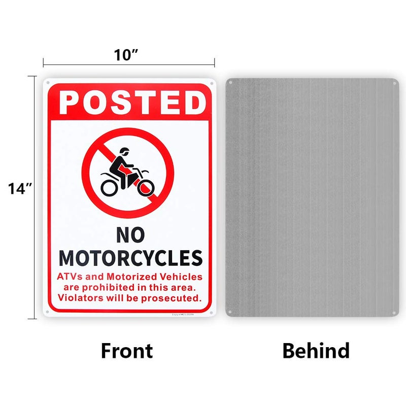 Enjoyist No Motorcycles, ATVs And Motorized Vehicles Sign - 10"x 14" - .040 Aluminum Sign Rust Free Aluminum-UV Protected and Weatherproof - Image 2